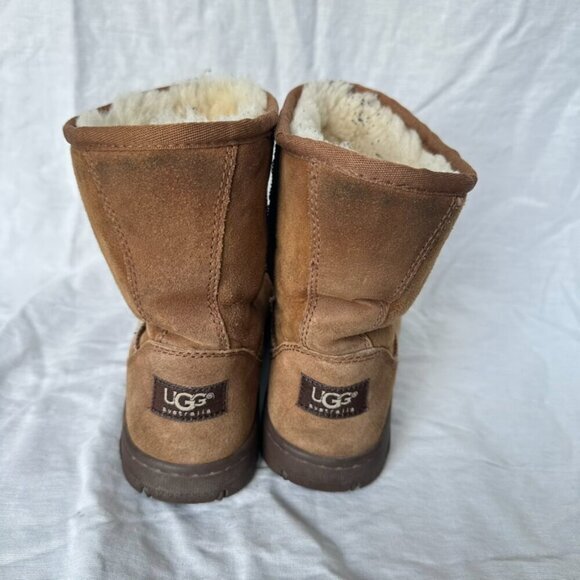 Ugg Australia Tan Brown‎ Chestunt Genuine Leather Short Boots Women's Size 5 - Picture 7 of 8